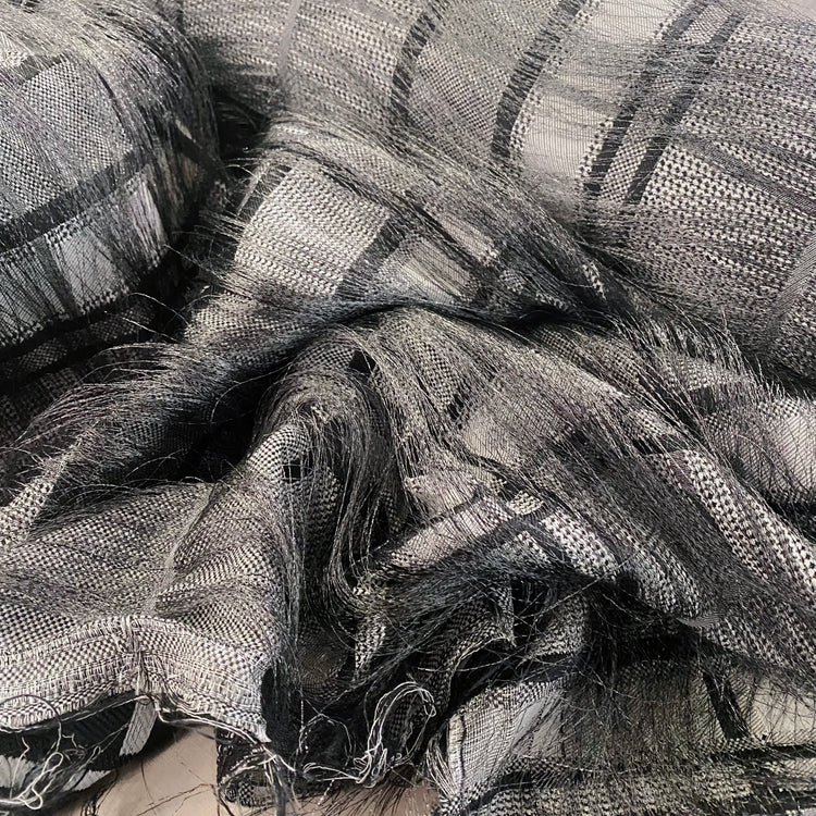 Long Yarn Float Glen Plaid Dobby - Black / Grey