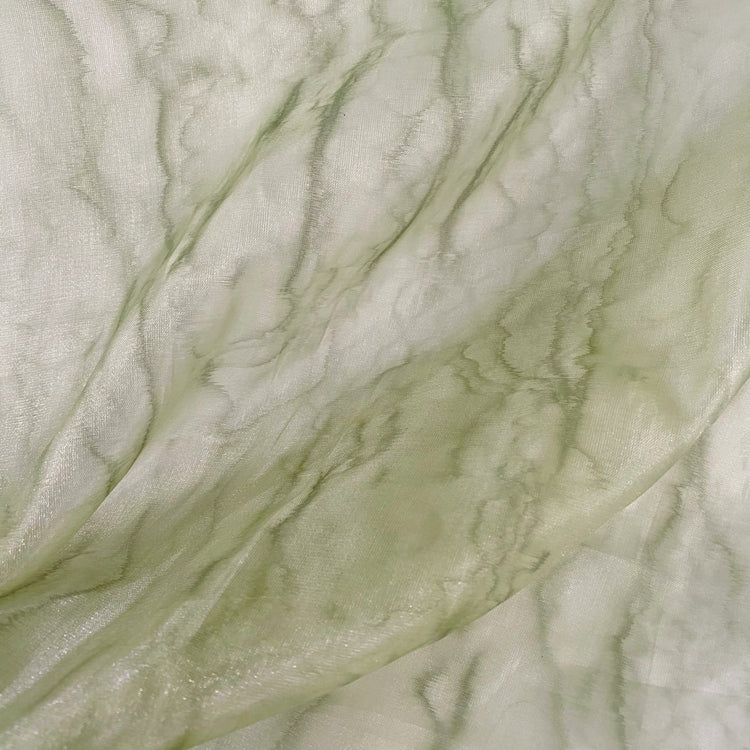 Marble Shimmer Organza - Pale Moss Green