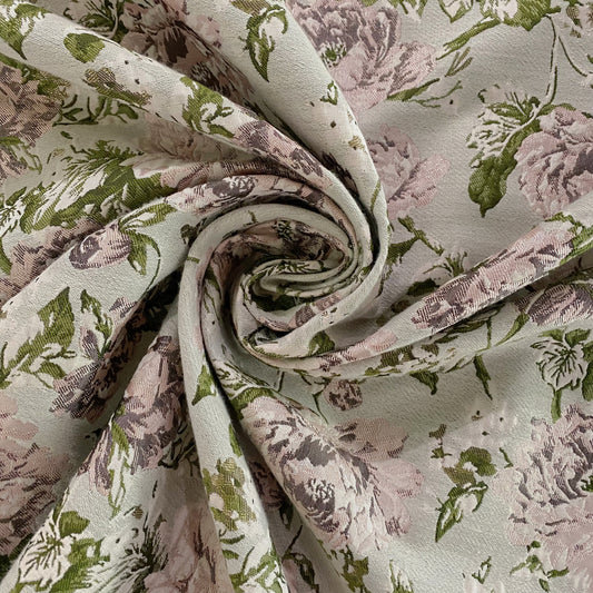Soft Rose Brocade - White Smoke / Olive Drab / Lavender Blush
