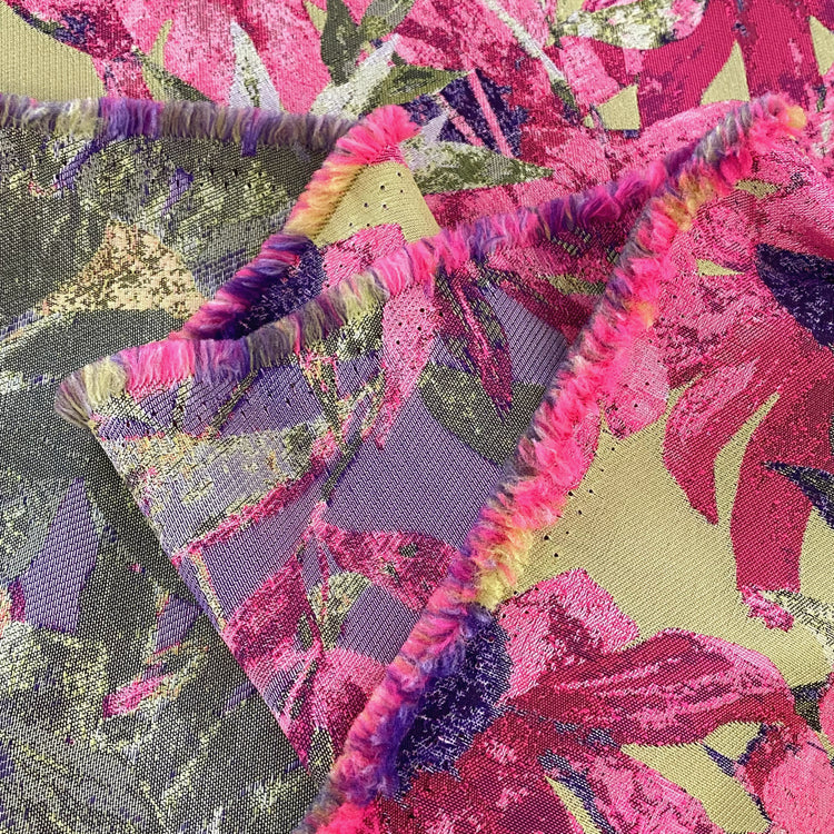 Thin-leaf Wildflower Jacquard - Lime/Hot Pink
