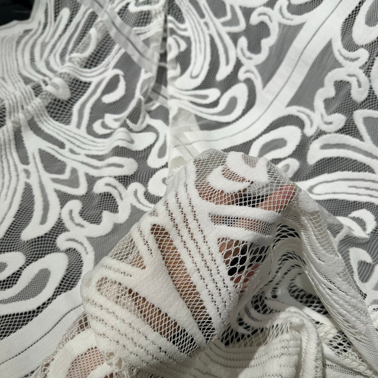 Art Deco Panelled Lace - White