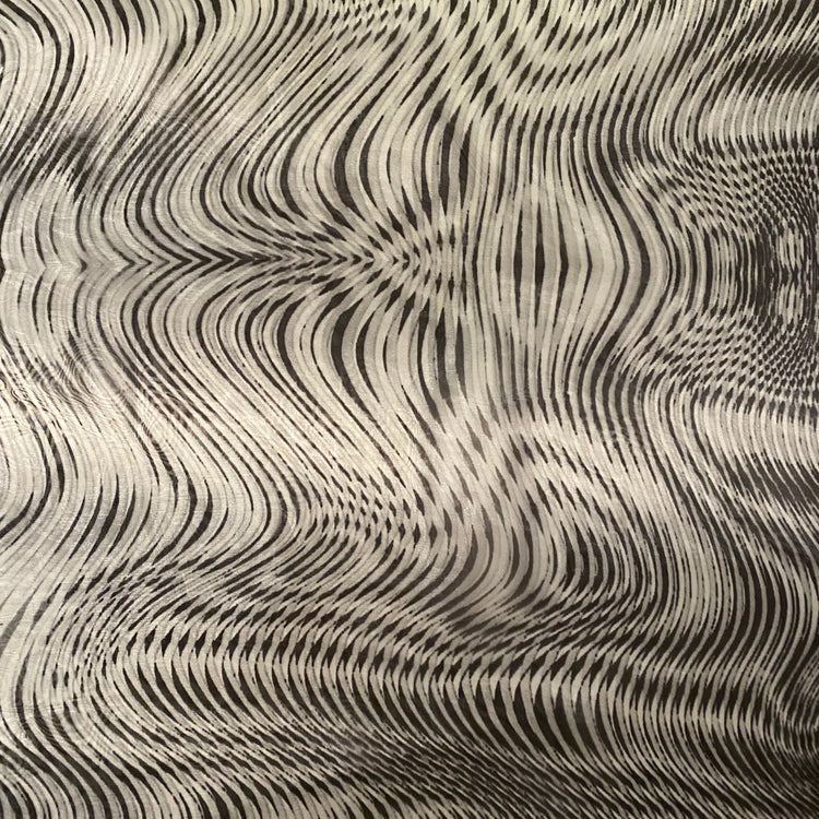 Optical Illusion Print Glass Organza - Black / White