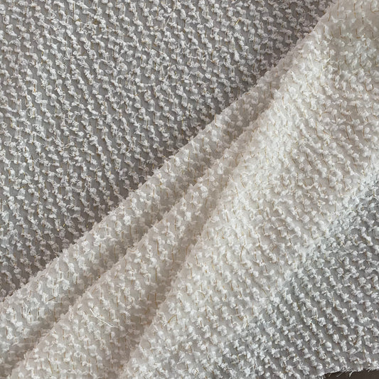 Cut Pile Chiffon - White / Gold