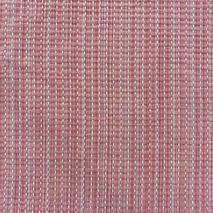 Sashiko Boro Yarn Stripe Cotton - Light Pink