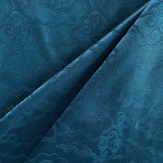 Gentle Clouds Satin Damask - Aquamarine