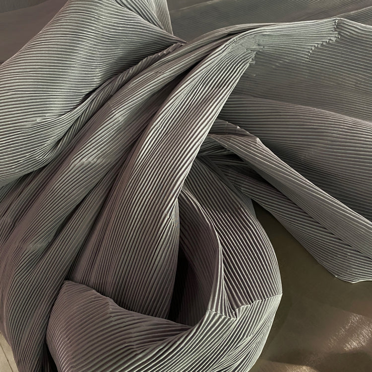 Accordion-Pleated Taffeta - Steel Grey