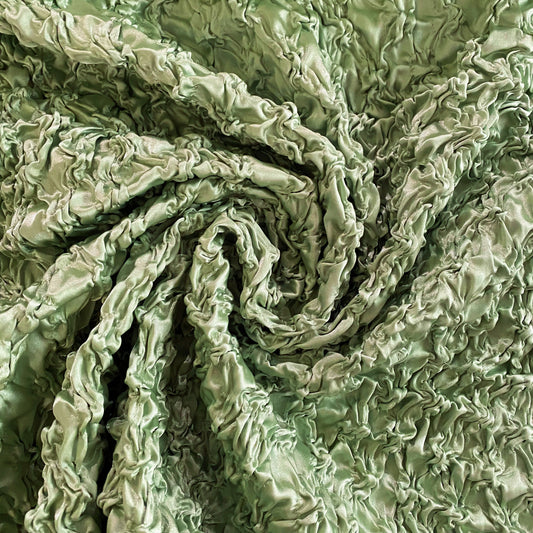 Daisy Smocked Satin - Light Green