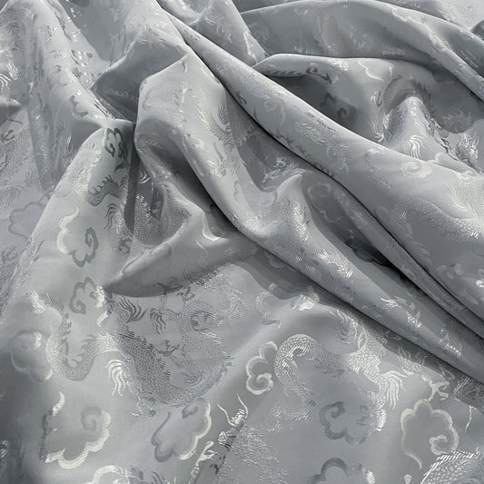 Dragon Satin Damask - Light Grey
