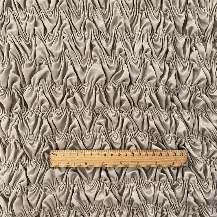 Chevron Wave Smocked Shirred Satin - Gainsboro Grey