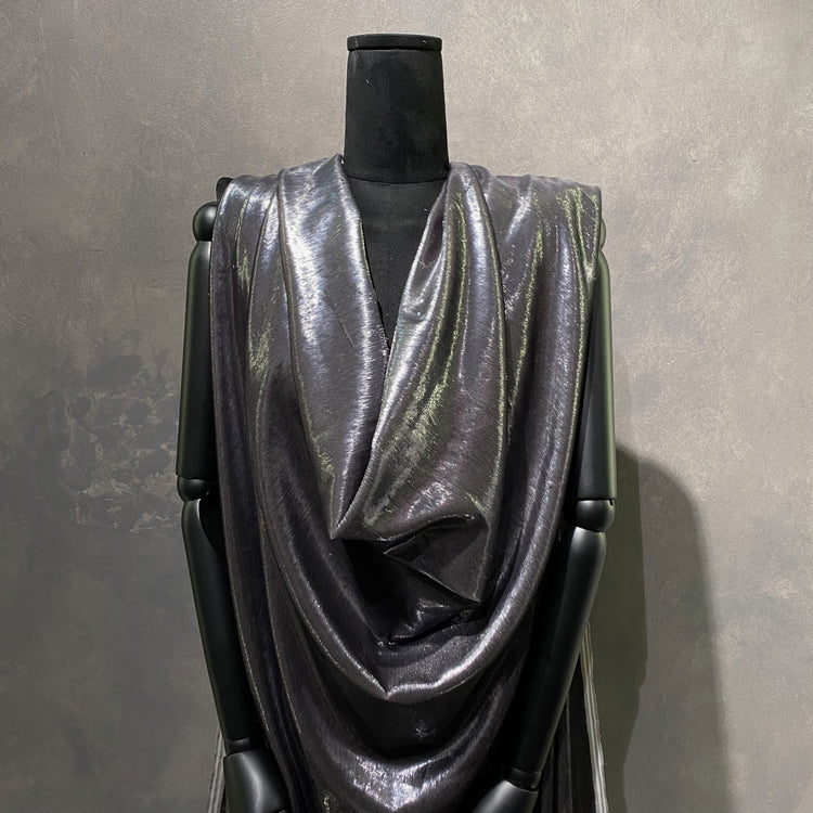 Brushed Metallic Long-pile Velvet - Silver