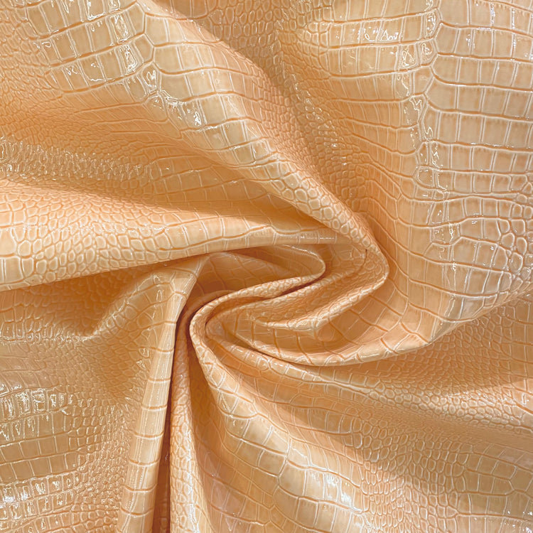 Patent Crocodile Faux Leather - Small Pattern - Bisque