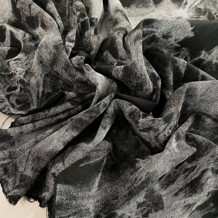 Tie-Dye Screen Print Denim - Black / White