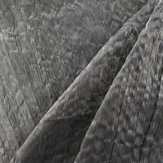 Satin Grain Plisse - Metallic Warp - Silver / Bluestone Grey