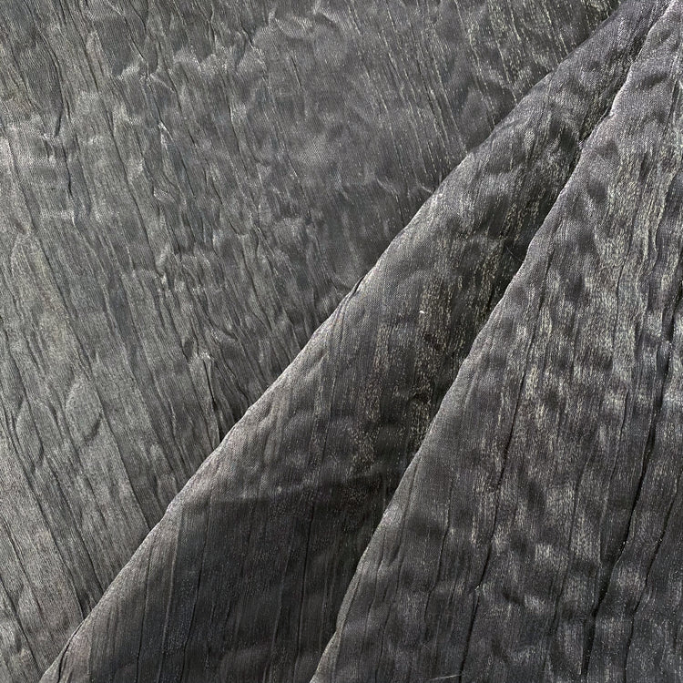 Satin Grain Plisse - Metallic Warp - Silver / Bluestone Grey