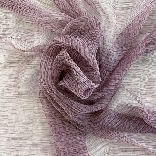 Crinkled Sheer Silk Chiffon - Mulberry Tonal