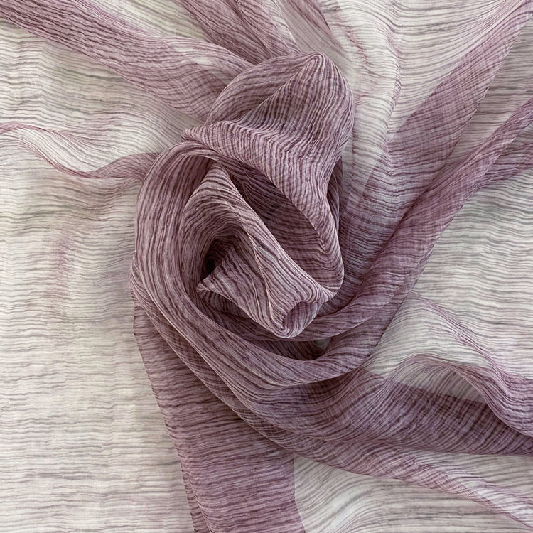 Crinkled Sheer Silk Chiffon - Mulberry Tonal