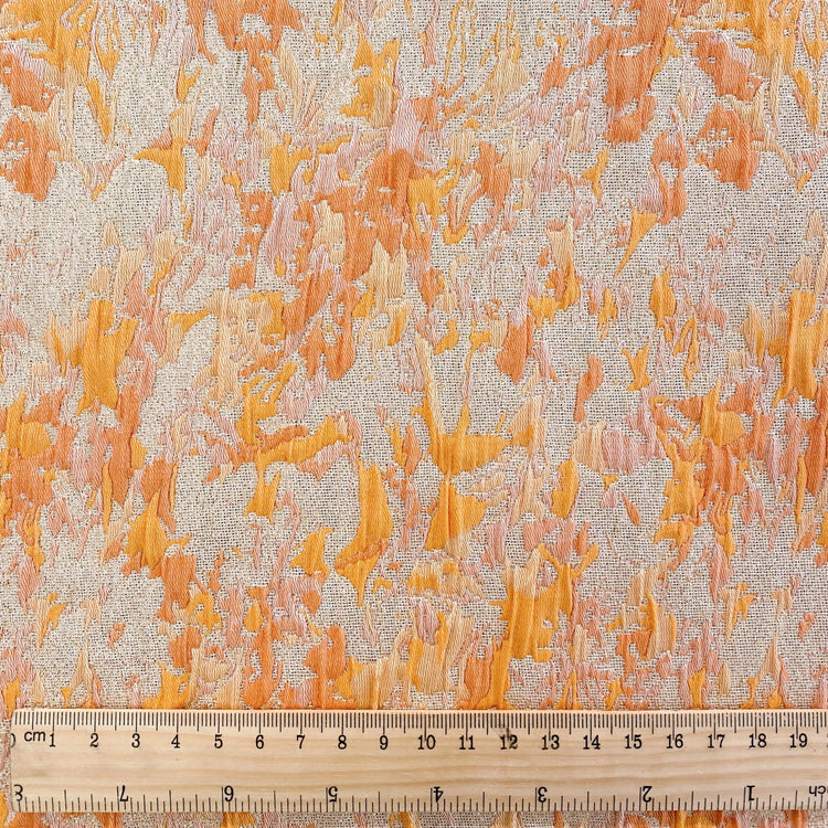 Abstract Metallic Cloqué Brocade - Orange / Platinum