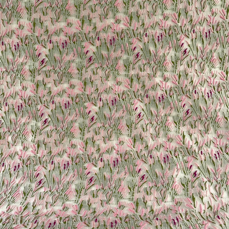 Bulrush Flower Jacquard - Spring Green/Pink
