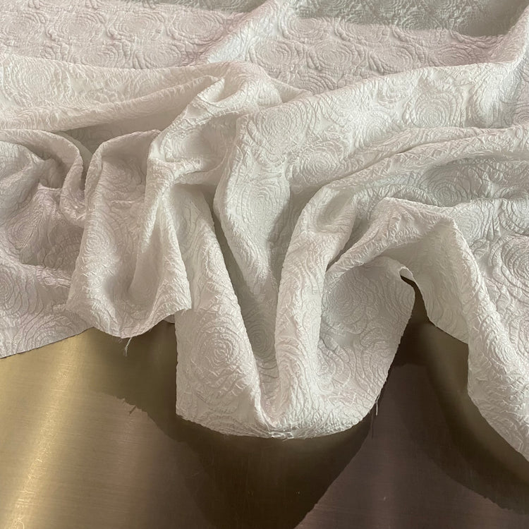 Raised Crinkle Rose Jacquard - White