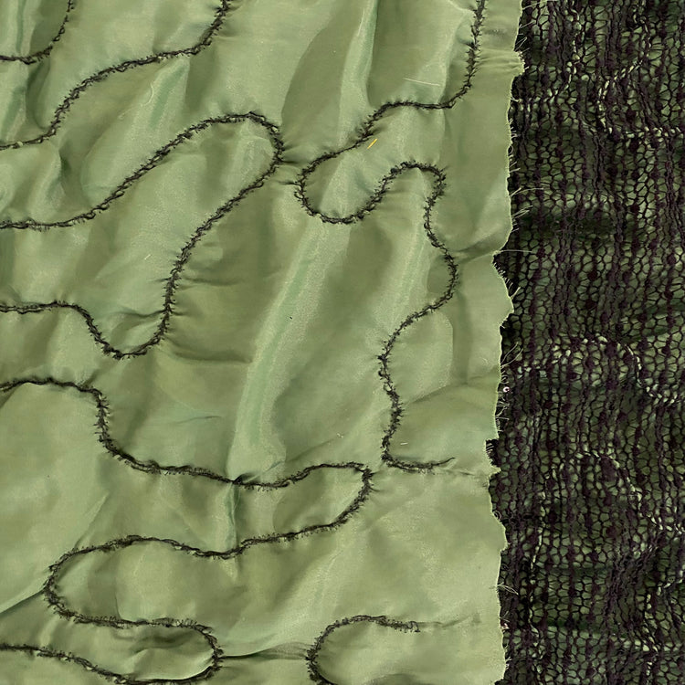 Boucle Knit Squiggle Appliqué Backing - Black/Green