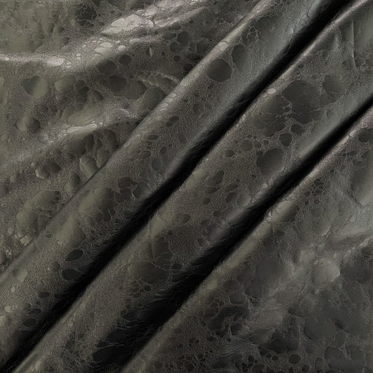 Bubble Textured PU Coated Cotton - Black/Saddle Brown