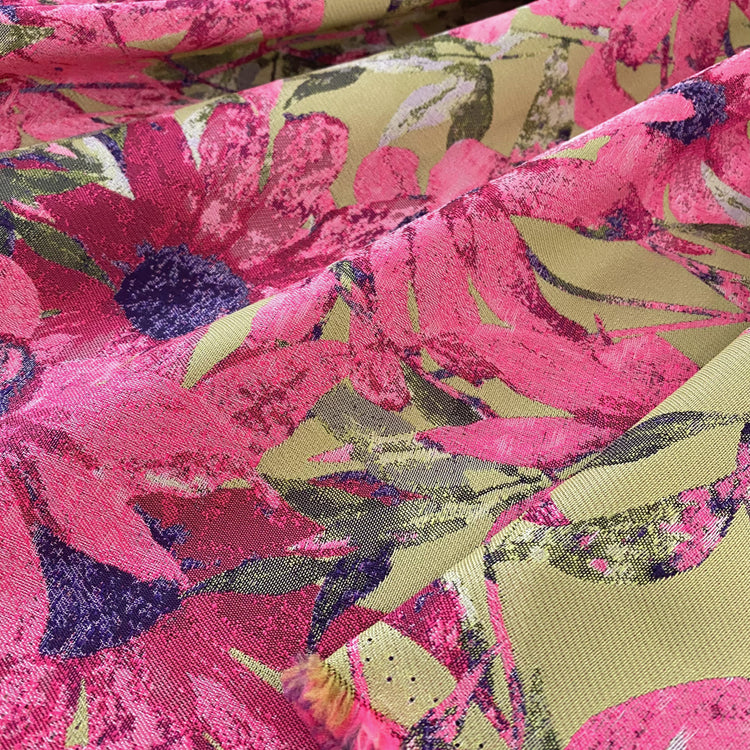 Thin-leaf Wildflower Jacquard - Lime/Hot Pink