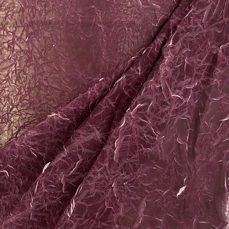 Pliage Creased Plisse Chiffon - Dark Magenta / White