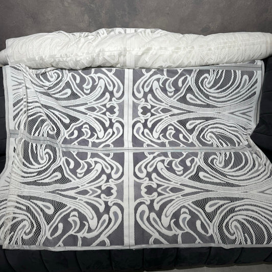 Art Deco Panelled Lace - White