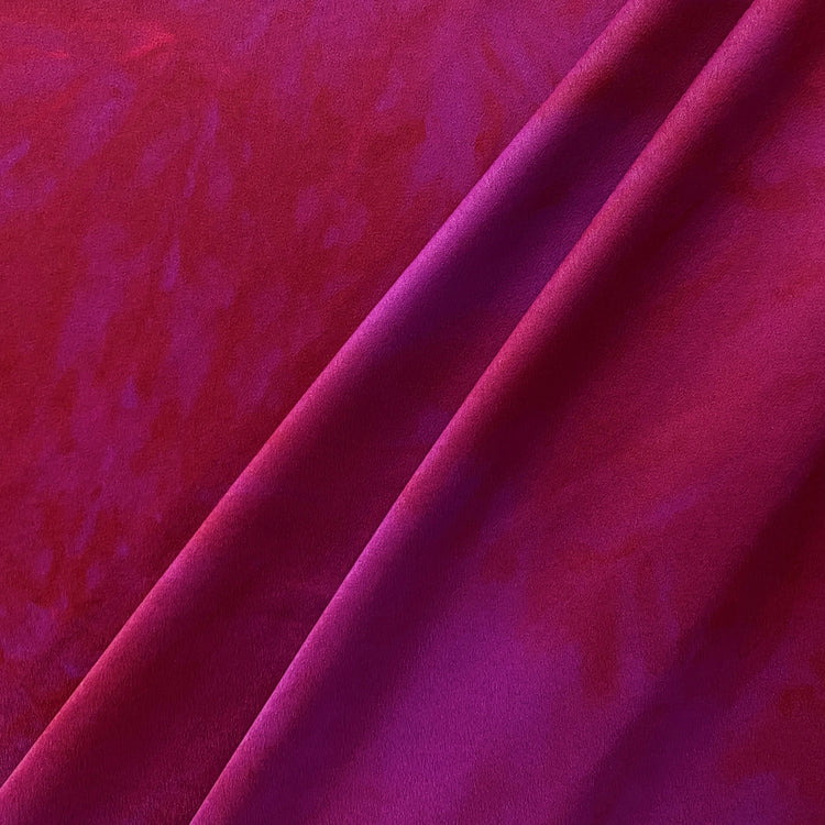 Abstract Shibori Satin Back Crepe - Dark Magenta / Crimson