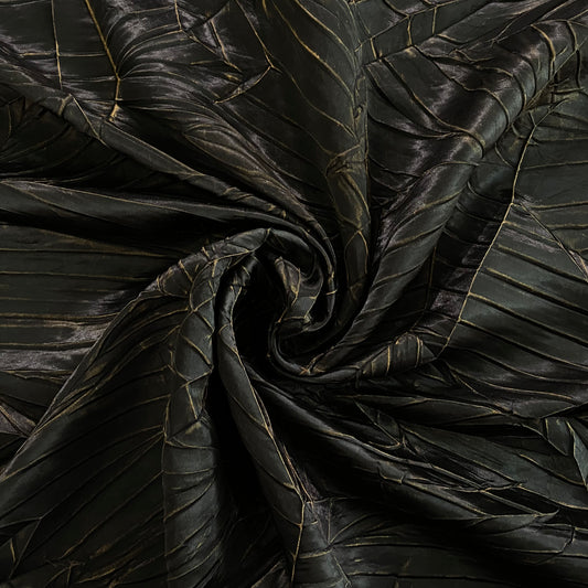 Tarnished Tangram Plisse Satin - Black / Gold