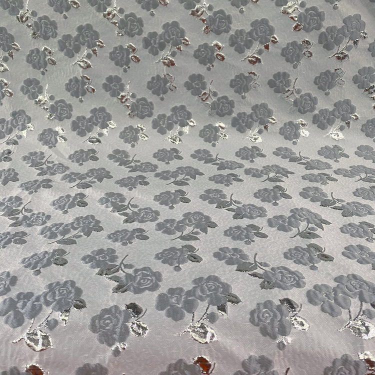 Floral Vine Poly/Lurex/Nylon Brocade - Silver/Light Grey