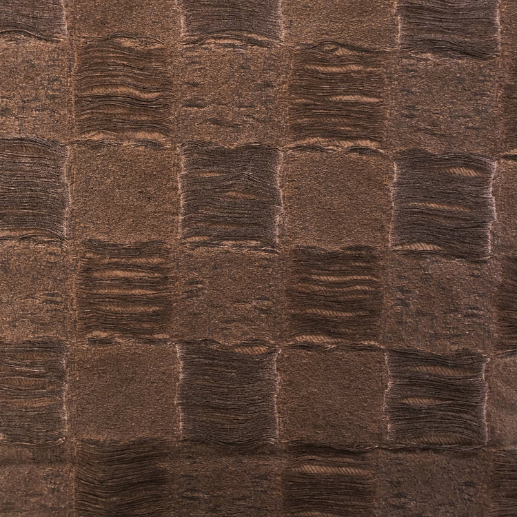 Checkerboard Yarn Float Linen Cotton Blend - Saddle Brown