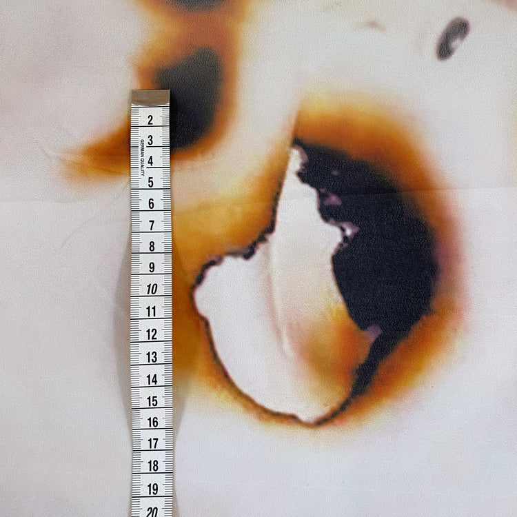 Burnt Paper Print Crepe de Chine - White/Orange