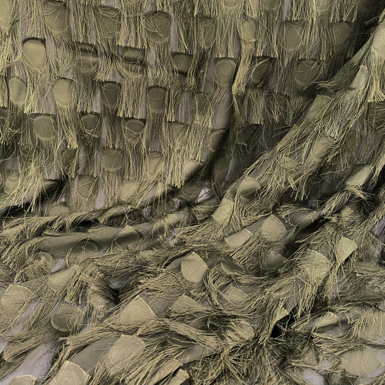 Dobby Fringed Chiffon - Dark Olive