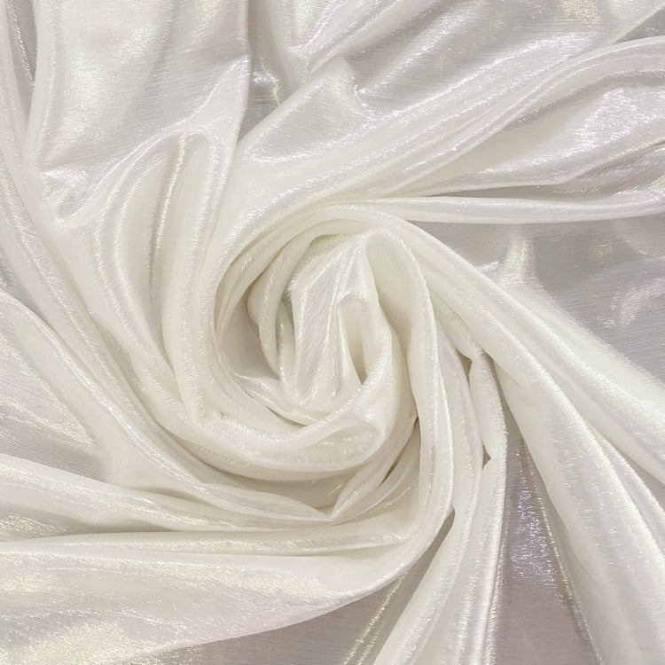 Brushed Metallic Long-Pile Velvet - Creamy White