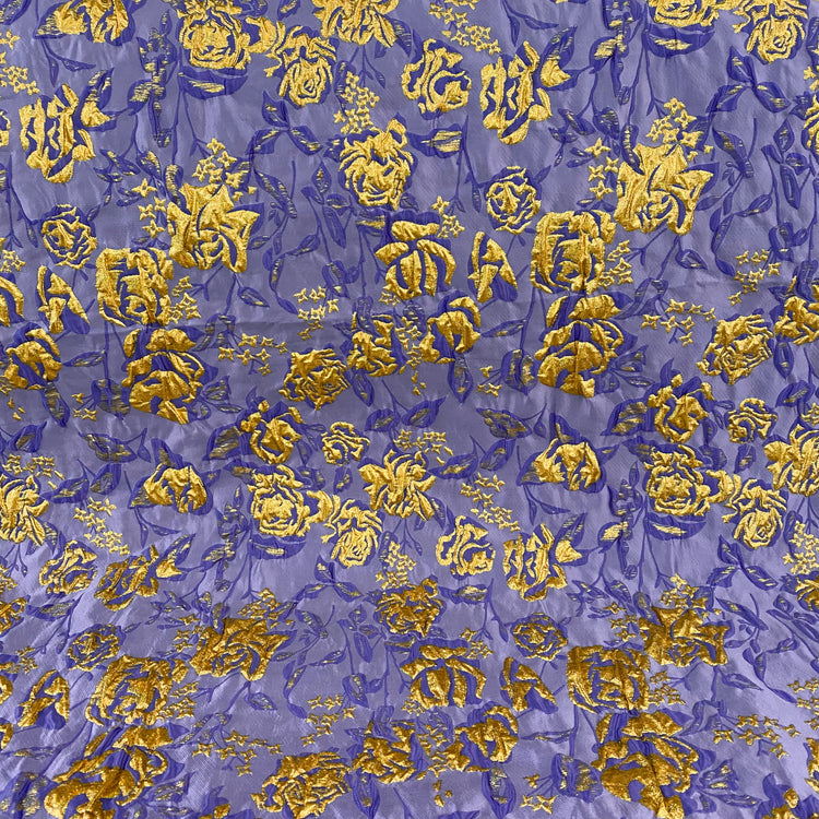 Raised Rose Vine Brocade - Metallic - Purple/Gold