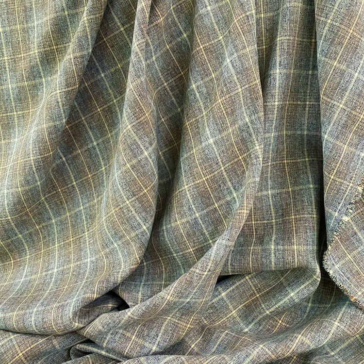 Tattersall Cotton/Poly Tartan- Grey/Brown