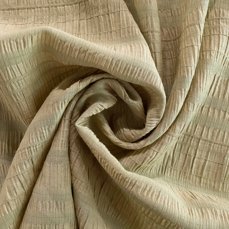 Ruche Striped Seersucker - Olive / Khaki