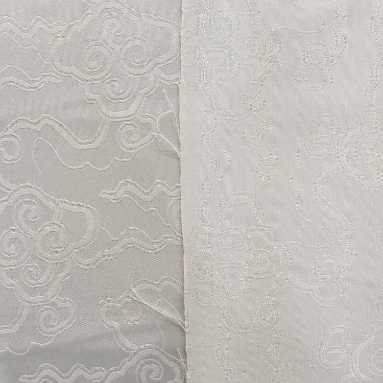 Eastern Clouds Silk Blend Satin Damask - White