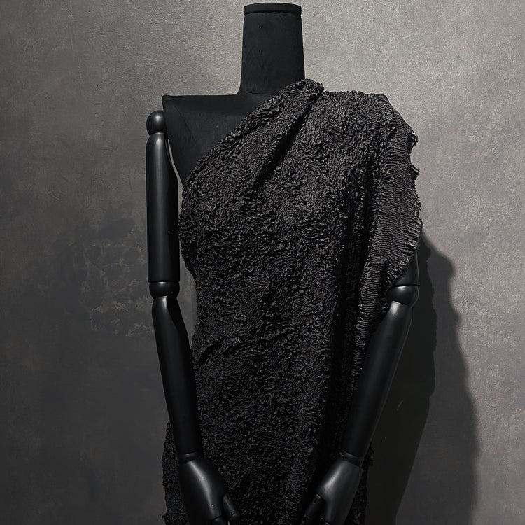 Warped Checkerboard Smocked Satin - Black