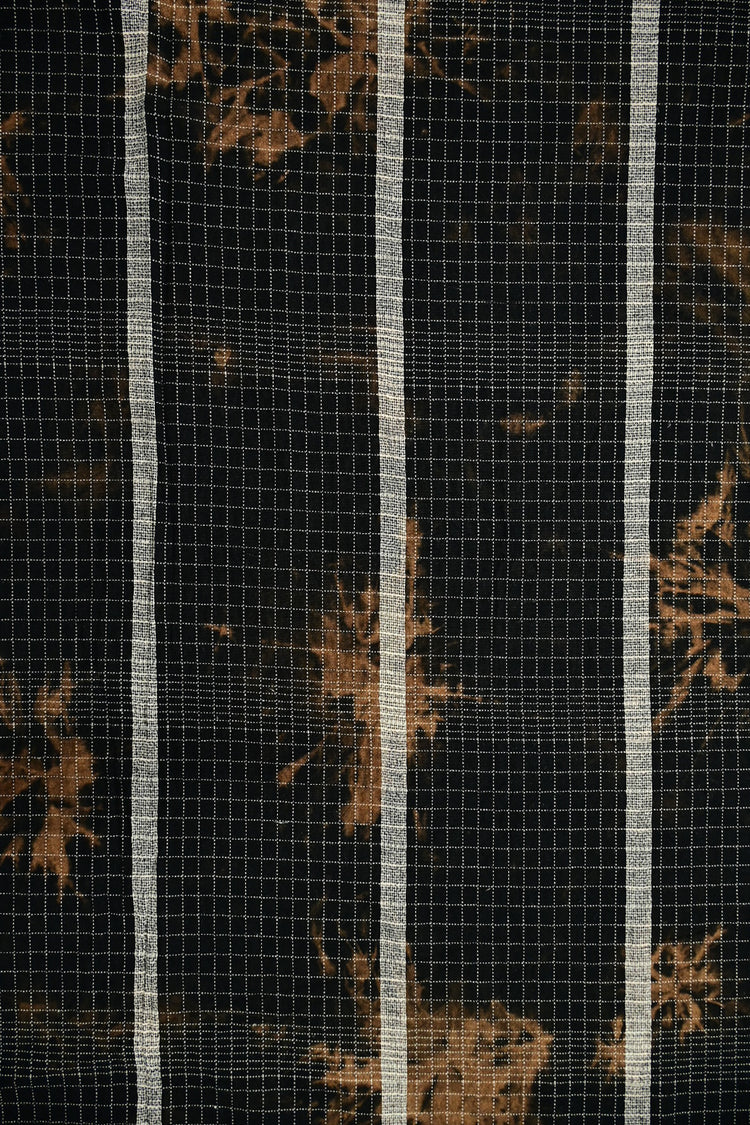 Shibori Dyed Cotton Check - Black/Dark Orange
