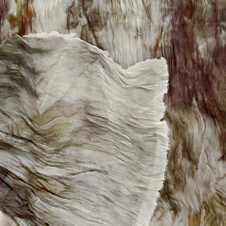 Wetlands Chiffon Plisse - Dark Olive/Rosy Brown