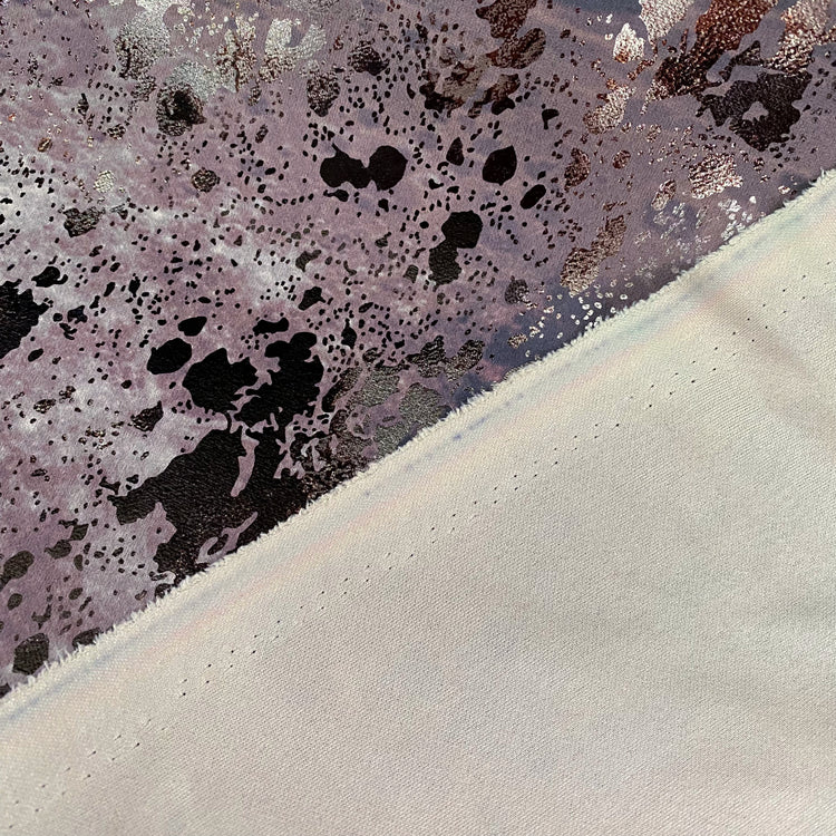 Foiled Splatter Faux Leather - Silver/Lavender