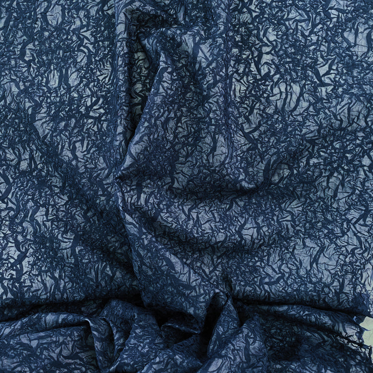 Organic Petal-Creased Chiffon - Bonded - Dark Steel Blue