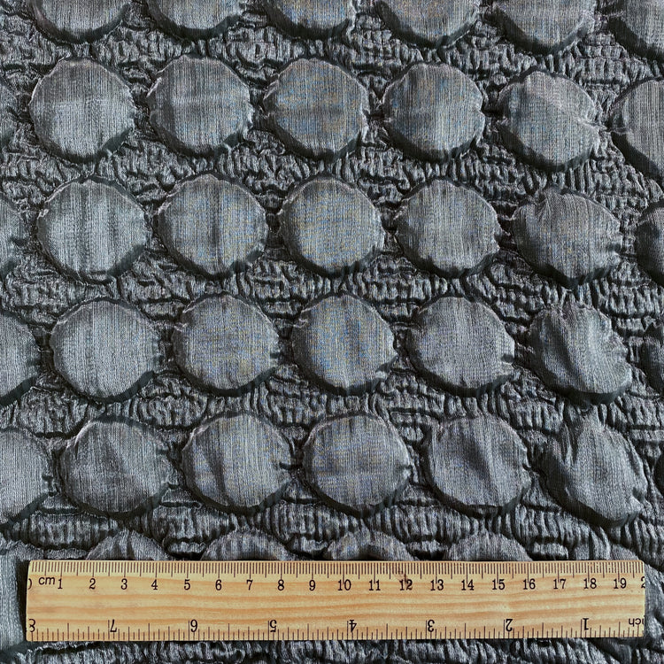 3D Dot Satin Grain Plisse - Metallic Warp - Silver / Smoke Grey