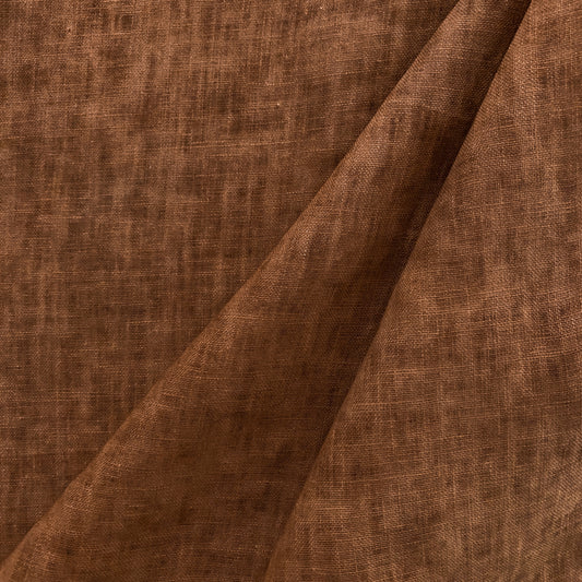 Mottled Dye Linen Cotton Blend - Chocolate / Sienna