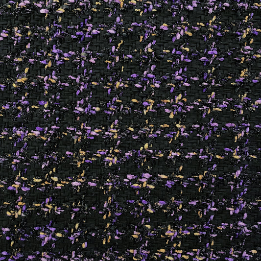 Stranded Ribbon Lace Houndstooth Tweed - Black / Purple / Orange