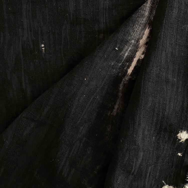 Shibori Dye Dobby Linen Gauze - Black / Ivory