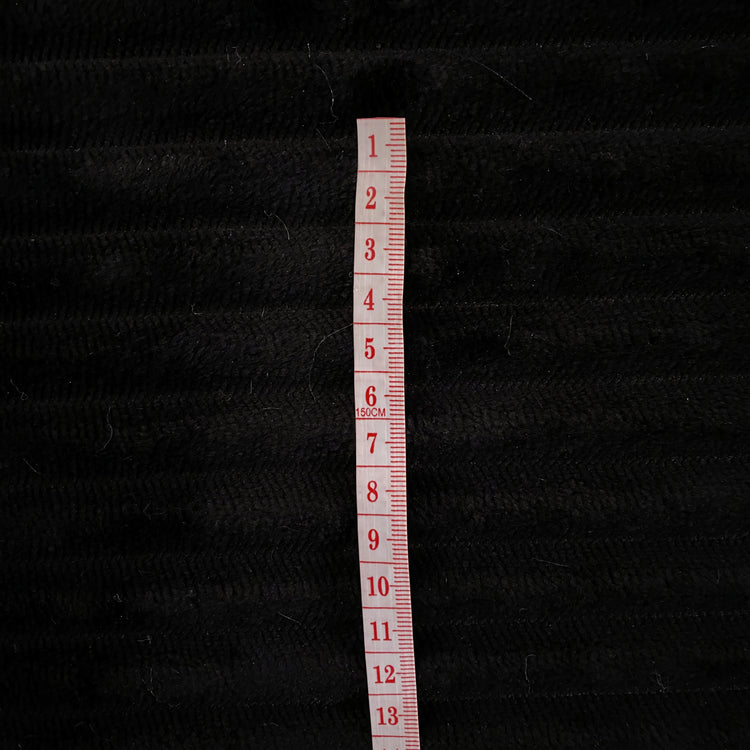 Pelted Striped Faux Fur - Short Pile - Black