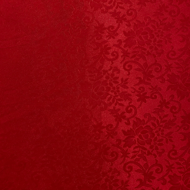 Climbing Floral Satin Damask - Red